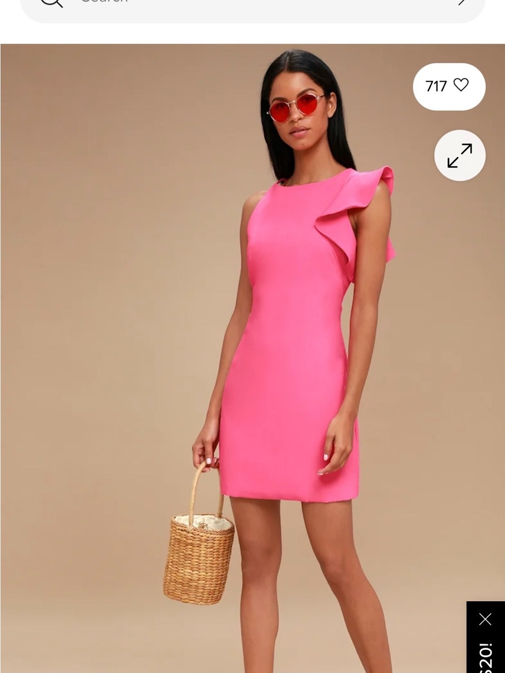 Lulu's Hot Pink One-Shoulder Ruffle Mini Dress